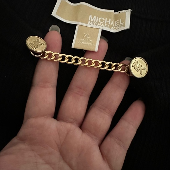 NWOT Michael Kors Ribbed knit Chain Cutout sweater . Size XL Black - Picture 4 of 13